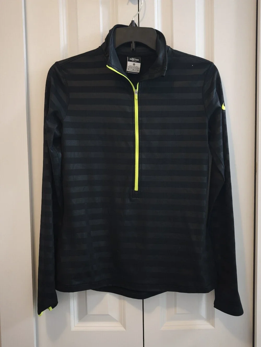 Nike Womens Black Dri-FIT Pullover with Neon Yellow Accent